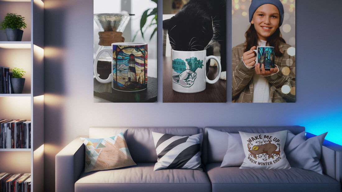 Gemütlich und koffeinhaltig: Einführung von Dekokissen und Tassen im Textilzauber Online-Shop - Textilzauber