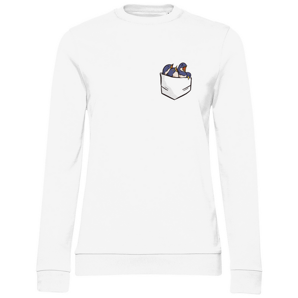 Vögel in Brusttasche - Damen Sweatshirt