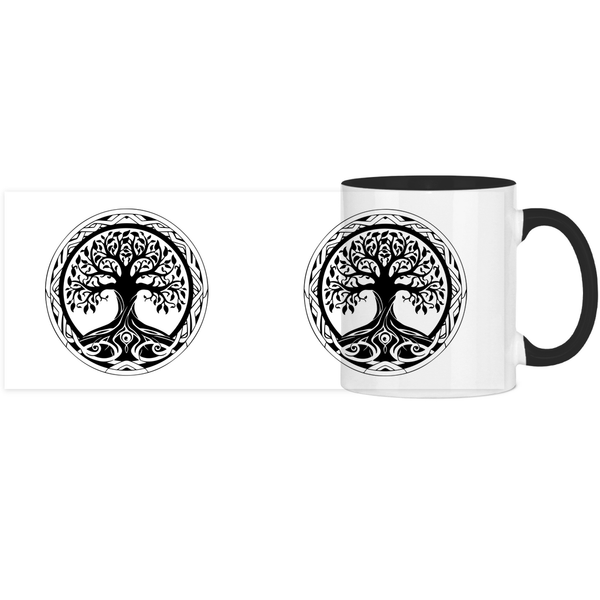 Yggdrasil - Panorama Tasse zweifarbig