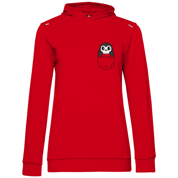 Pinguin in Brusttasche - Damen Hoodie