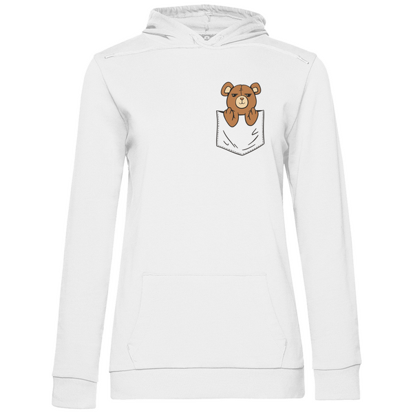 Teddybär in Brusttasche "Finger" - Damen Hoodie