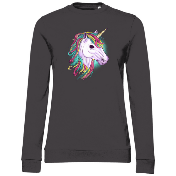 Regenbogen-Einhornkopf - Damen Sweatshirt