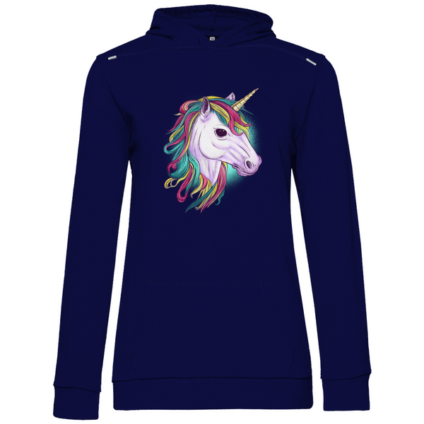 Regenbogen-Einhornkopf - Damen Hoodie