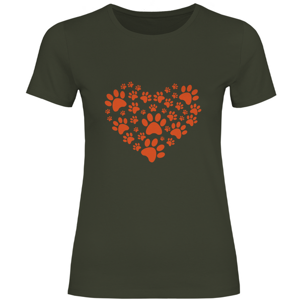 Pfoten-Herz - Damen T-Shirt