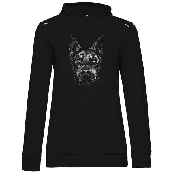 Monochromer Dobermann - Damen Hoodie