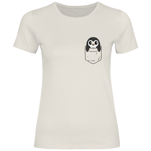 Pinguin in Brusttasche - Damen T-Shirt
