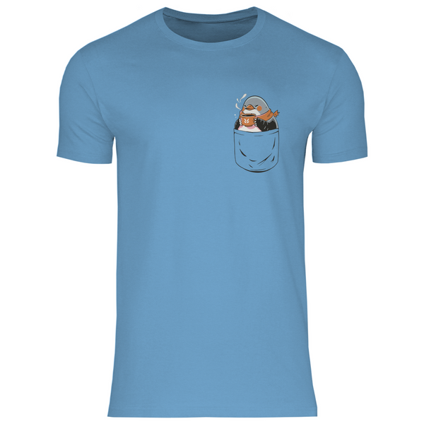 Pinguin mit Kaffee in Brusttasche - Herren T-Shirt