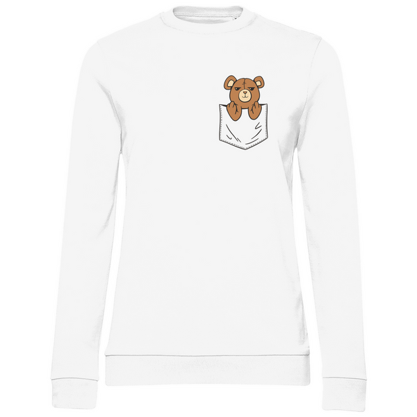 Teddybär in Brusttasche "Finger" - Damen Sweatshirt