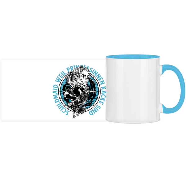 Schildmaid statt Prinzessin - Panorama Tasse zweifarbig