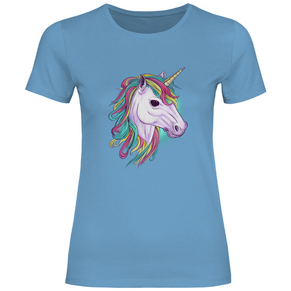 Regenbogen-Einhornkopf - Damen T-Shirt