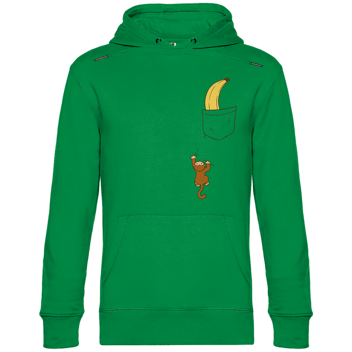 Affe mit Banane in Brusttasche - Herren Hoodie - Textilzauber