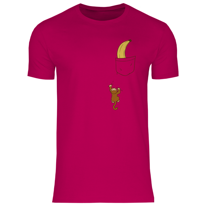 Affe mit Banane in Brusttasche - Herren T - Shirt - Textilzauber