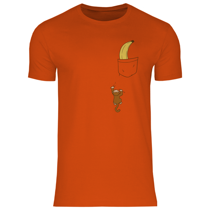 Affe mit Banane in Brusttasche - Herren T - Shirt - Textilzauber