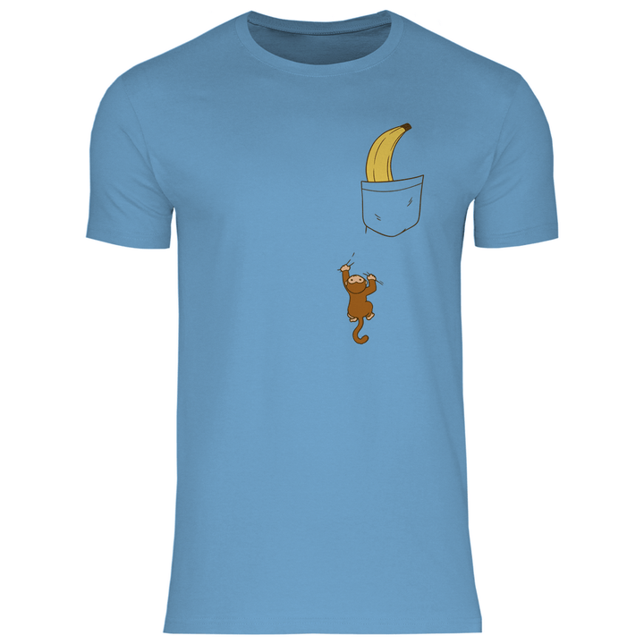 Affe mit Banane in Brusttasche - Herren T - Shirt - Textilzauber