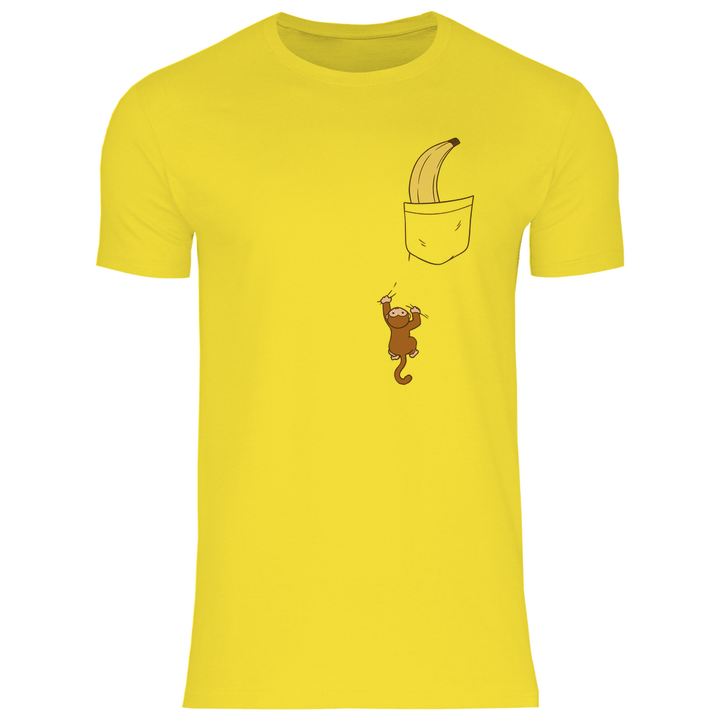 Affe mit Banane in Brusttasche - Herren T - Shirt - Textilzauber
