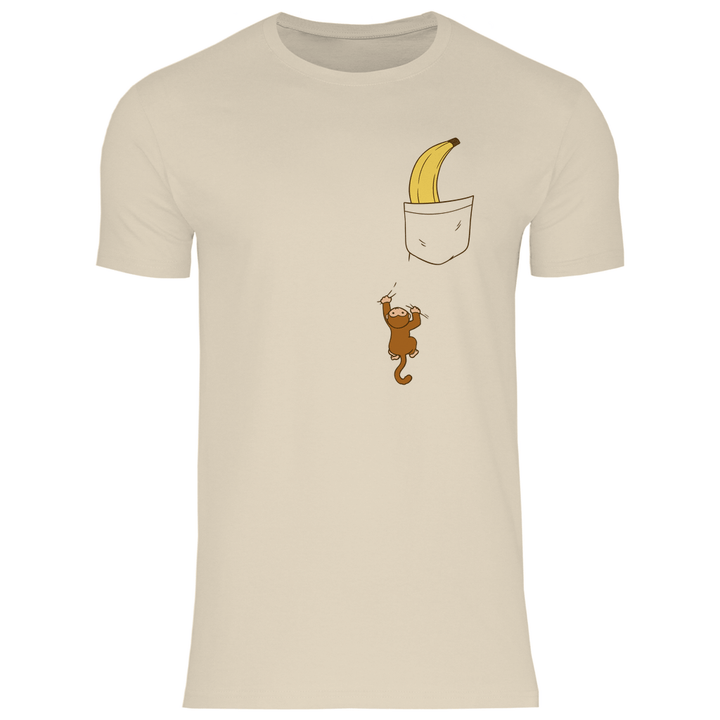 Affe mit Banane in Brusttasche - Herren T - Shirt - Textilzauber