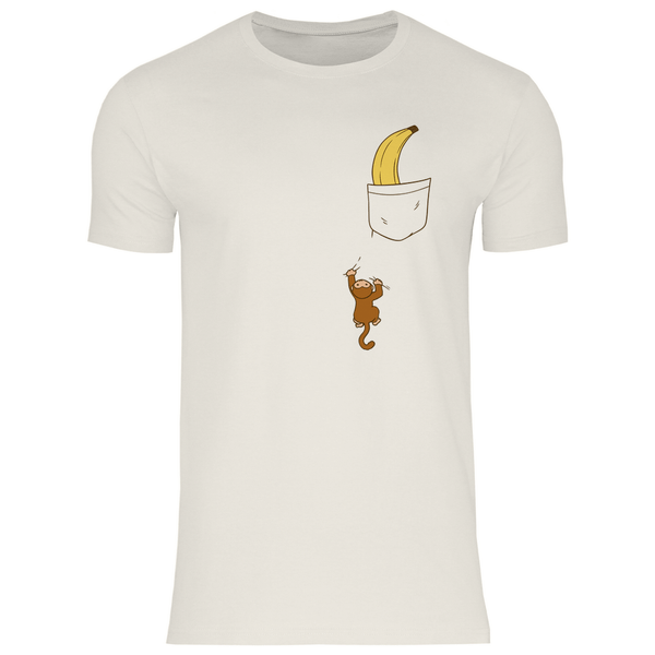 Affe mit Banane in Brusttasche - Herren T - Shirt - Textilzauber