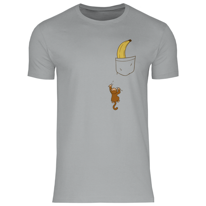 Affe mit Banane in Brusttasche - Herren T - Shirt - Textilzauber