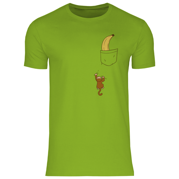 Affe mit Banane in Brusttasche - Herren T - Shirt - Textilzauber