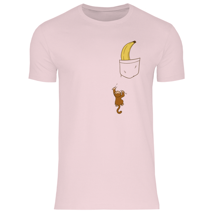 Affe mit Banane in Brusttasche - Herren T - Shirt - Textilzauber