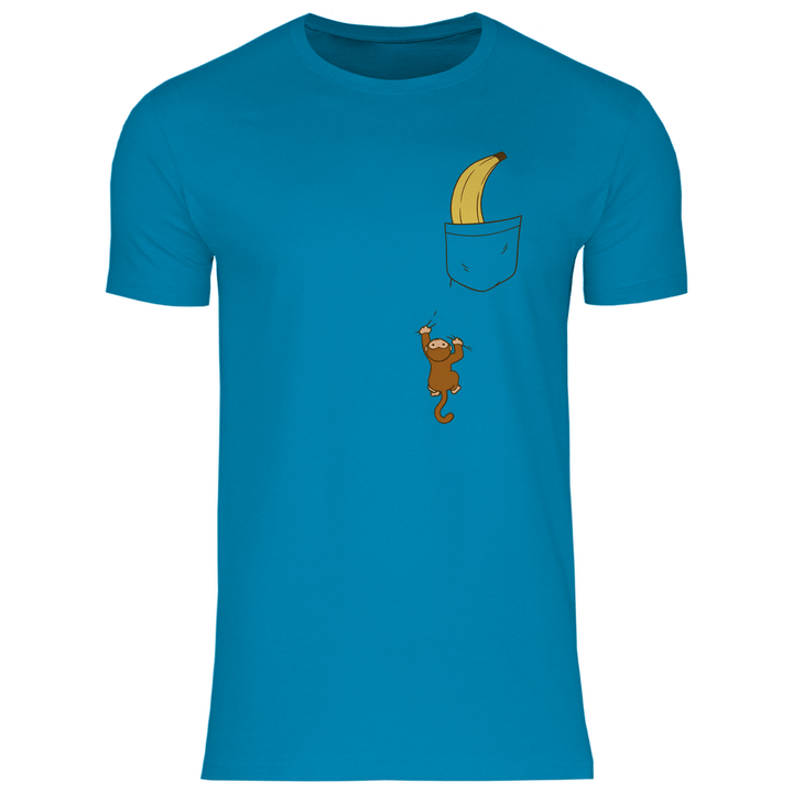 Affe mit Banane in Brusttasche - Herren T - Shirt - Textilzauber