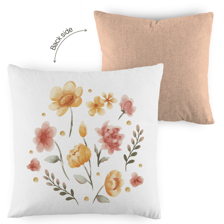 Aquarellblüten - Dekokissen zweifarbig - Textilzauber