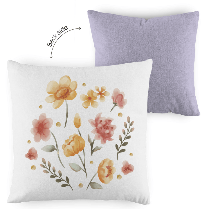 Aquarellblüten - Dekokissen zweifarbig - Textilzauber