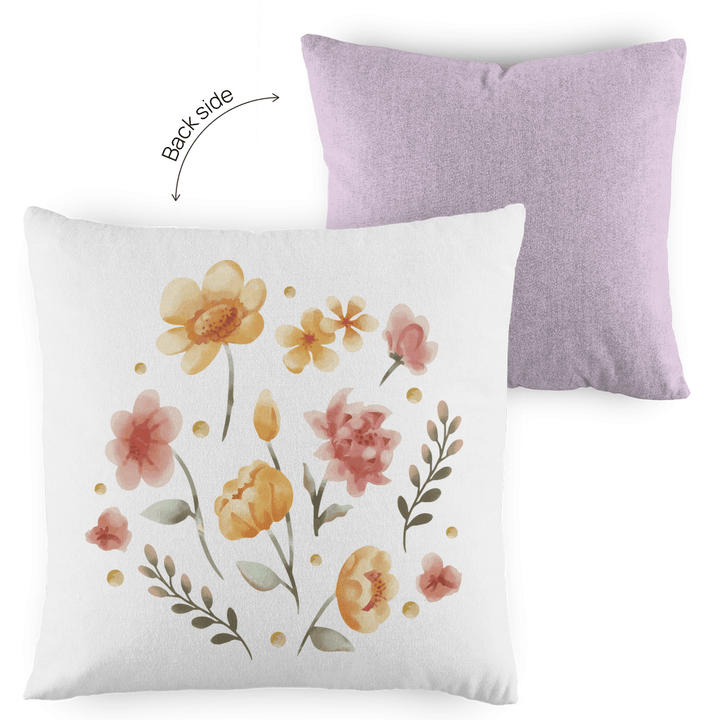 Aquarellblüten - Dekokissen zweifarbig - Textilzauber