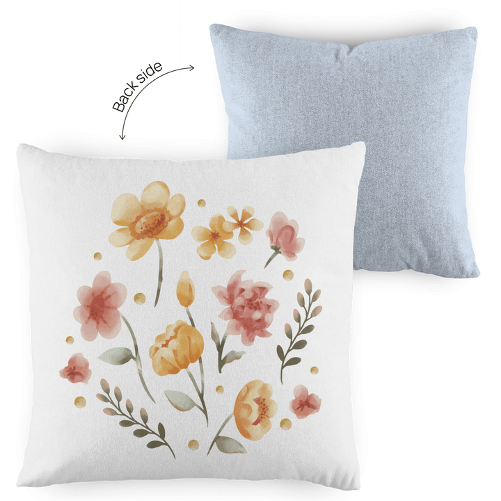 Aquarellblüten - Dekokissen zweifarbig - Textilzauber