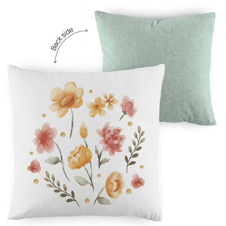 Aquarellblüten - Dekokissen zweifarbig - Textilzauber