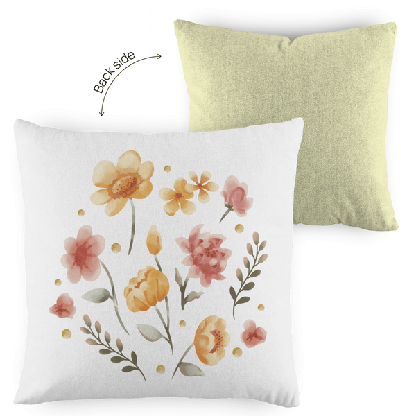 Aquarellblüten - Dekokissen zweifarbig - Textilzauber