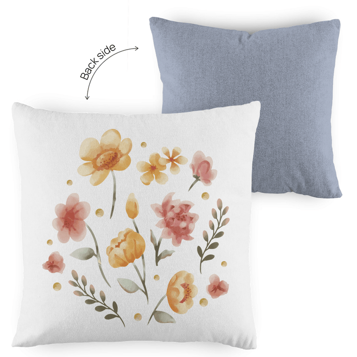 Aquarellblüten - Dekokissen zweifarbig - Textilzauber
