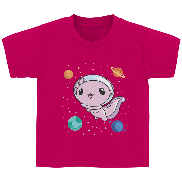 Axolotl im All - Kinder T - Shirt - Textilzauber