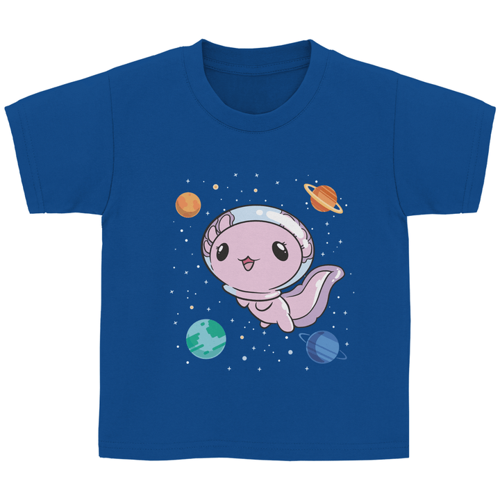 Axolotl im All - Kinder T - Shirt - Textilzauber