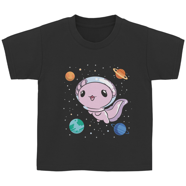 Axolotl im All - Kinder T - Shirt - Textilzauber
