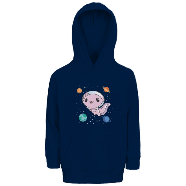 Axolotl im All - Premium Bio Kinderhoodie - Textilzauber