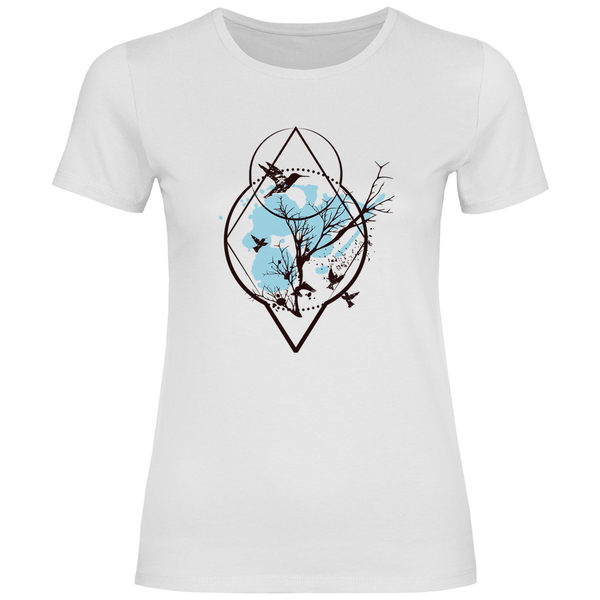 Baum und Vögel - Damen T - Shirt - Textilzauber