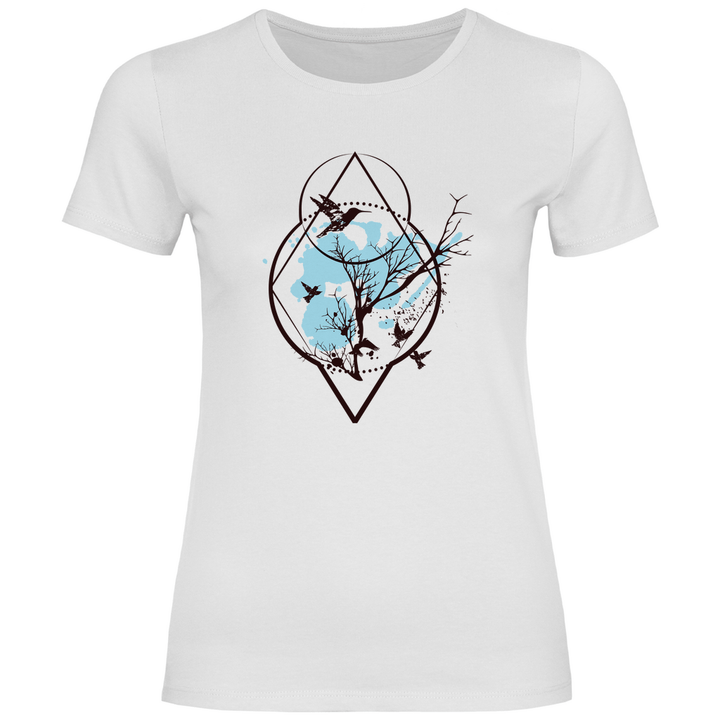 Baum und Vögel - Damen T - Shirt - Textilzauber
