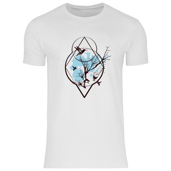 Baum und Vögel - Herren T - Shirt - Textilzauber