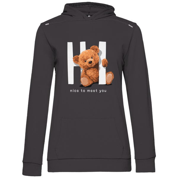 Begrüßungs Teddy - Damen Hoodie - Textilzauber