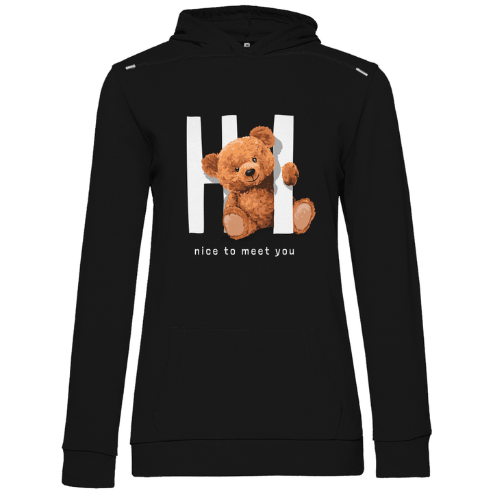 Begrüßungs Teddy - Damen Hoodie - Textilzauber