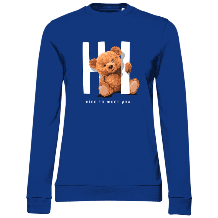Begrüßungs Teddy - Damen Sweatshirt - Textilzauber