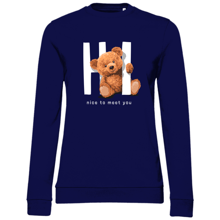 Begrüßungs Teddy - Damen Sweatshirt - Textilzauber
