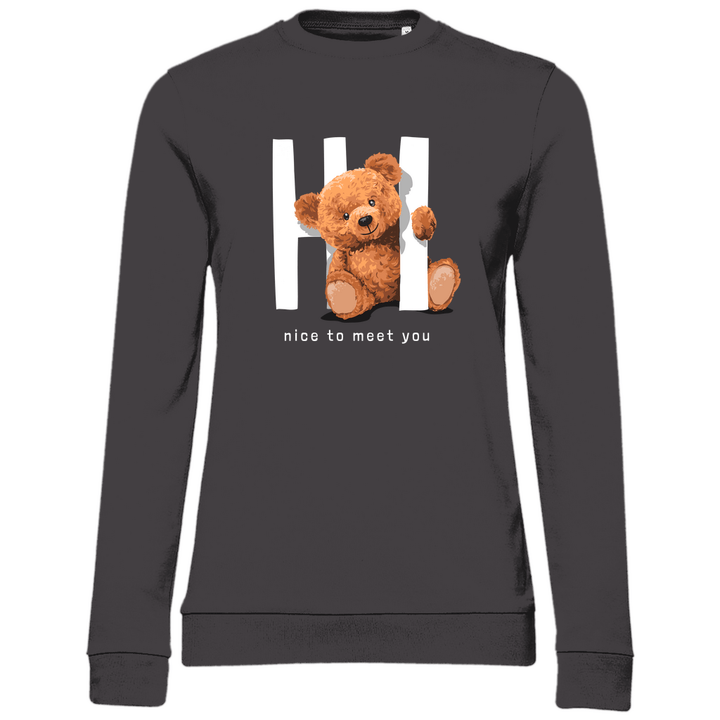 Begrüßungs Teddy - Damen Sweatshirt - Textilzauber