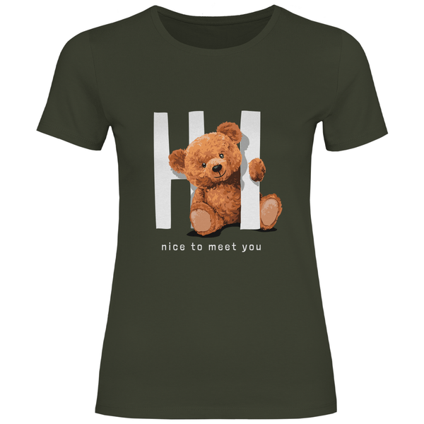 Begrüßungs Teddy - Damen T - Shirt - Textilzauber