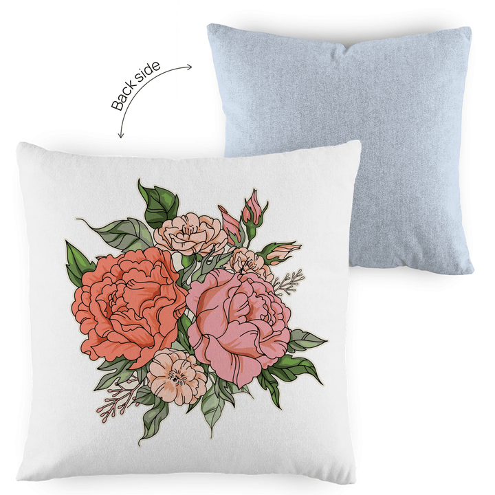 Blumenbouquet - Dekokissen zweifarbig - Textilzauber