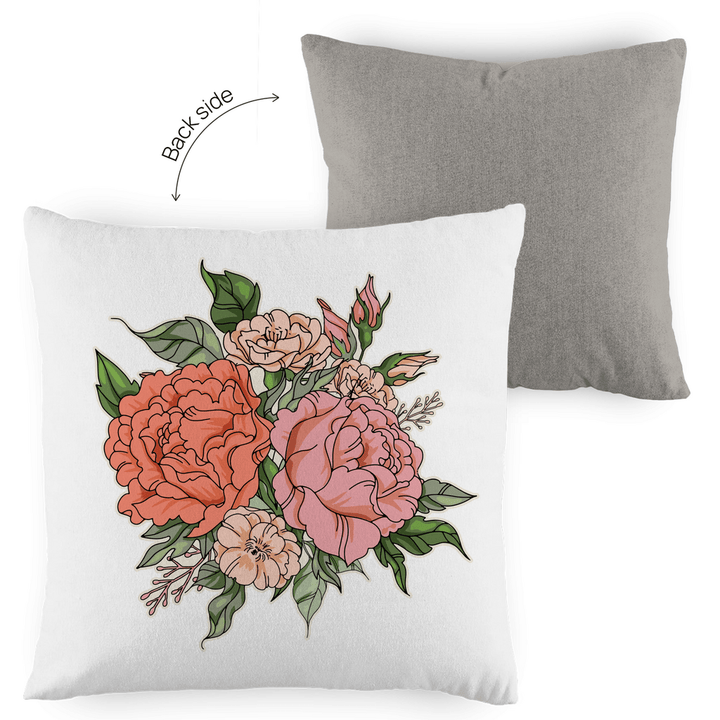 Blumenbouquet - Dekokissen zweifarbig - Textilzauber
