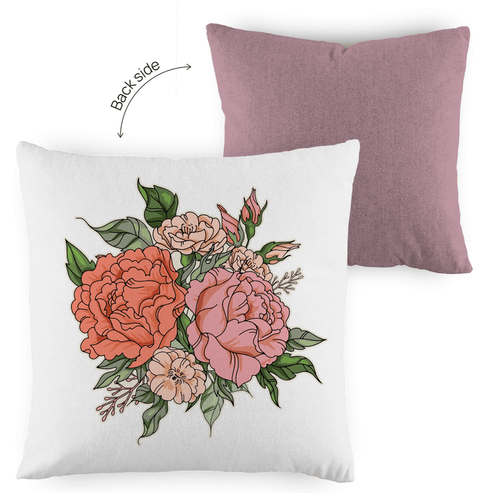 Blumenbouquet - Dekokissen zweifarbig - Textilzauber