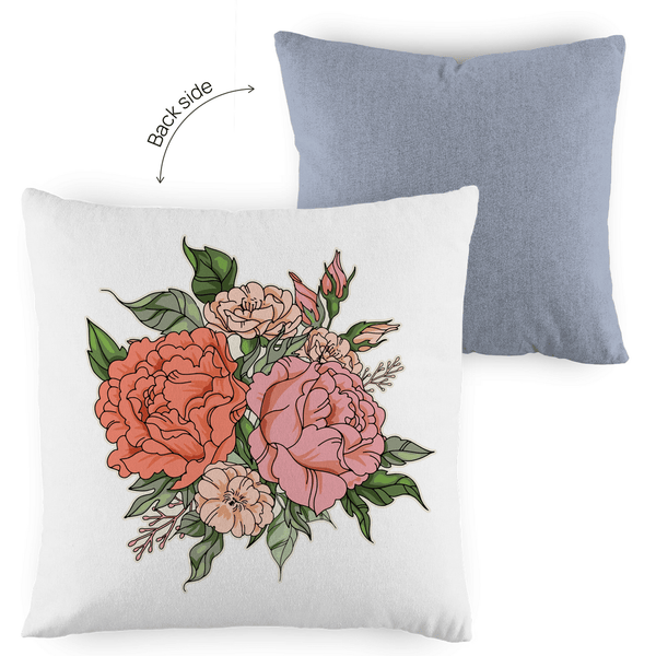 Blumenbouquet - Dekokissen zweifarbig - Textilzauber