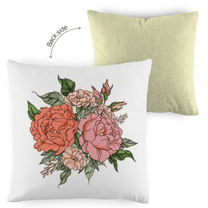 Blumenbouquet - Dekokissen zweifarbig - Textilzauber
